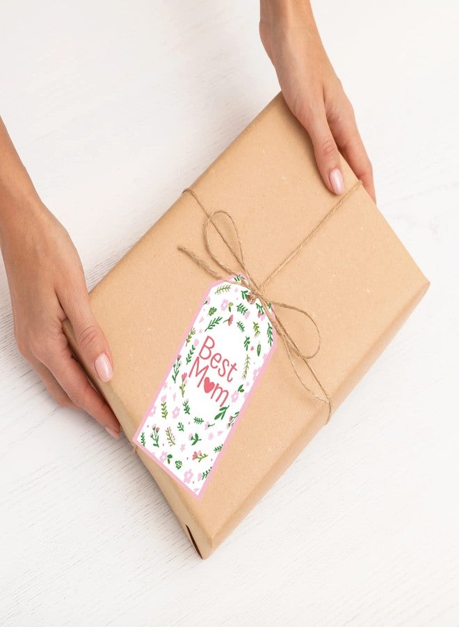 Doumeny Happy Mother's Day Gift Paper Tags 120Pcs Mother's Day Best Mom Ever Hanging Label Tags I Love You Mom Floral Super Mom Tag Sticker with String for DIY Art Craft Mother Party Birthday Supplies - Image 4